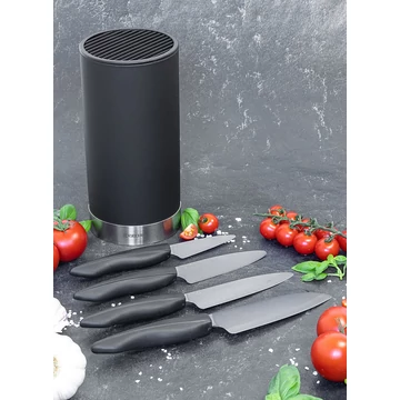 Négy kés + Késtartó szett - fekete (4 db)