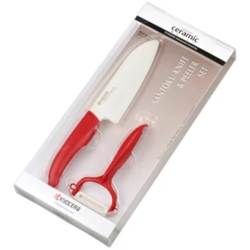 Santoku kés és Y hámozó szett - piros
