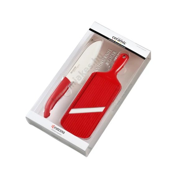 Santoku kés és Szeletelő szett - piros